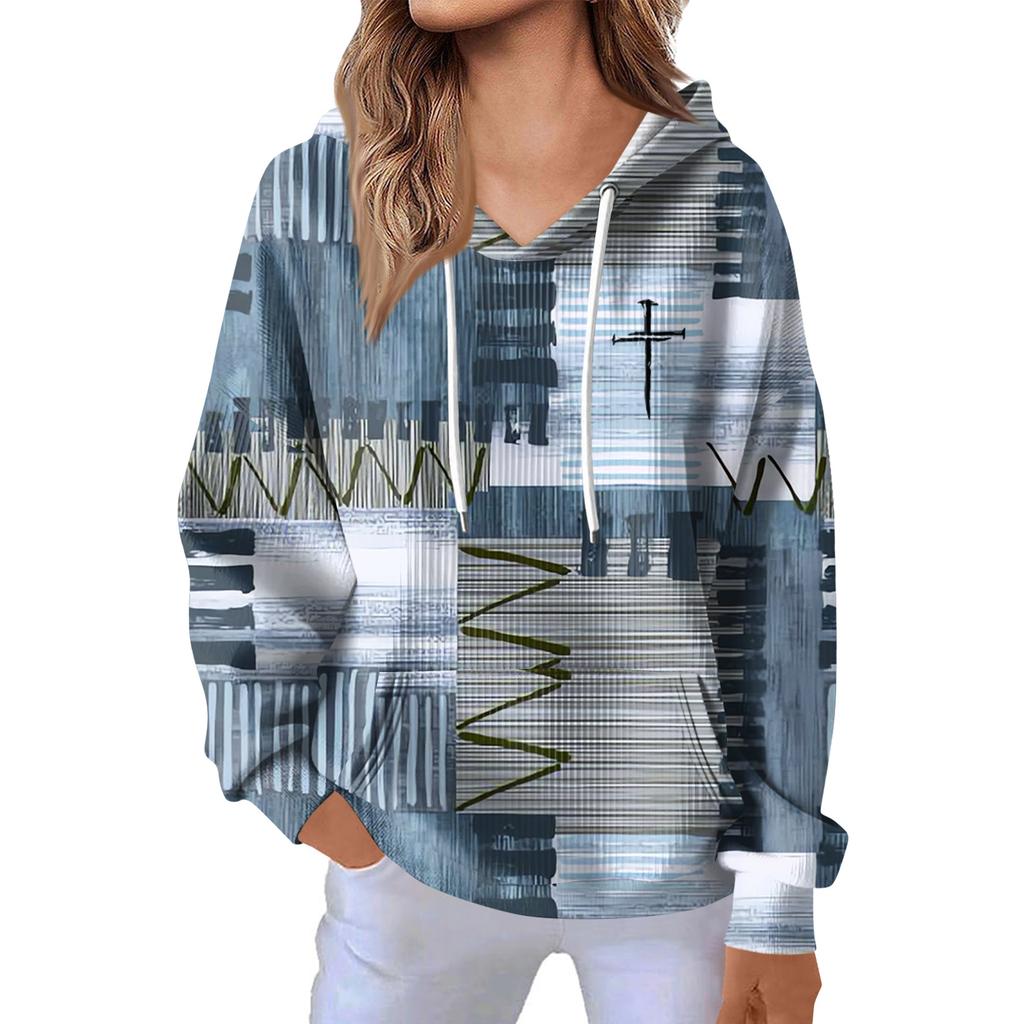 Women's Fashion Casual Long Sleeve Solid Color Hooded Sweatshirt Tops