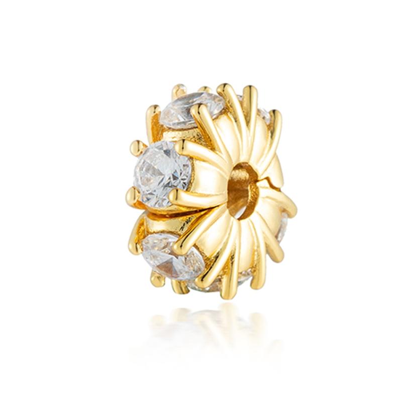 НОВЫЕ блестящие круглые бусины-шармы с позолотой, подходят для оригинального серебряного браслета, DIY украшения, подарок, бант, двойное сердце, подвеска