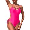 Women's Sleeveless Conservative One-piece Sexy Backless Solid Color Lace-up Swimsuit With Breast Cushion