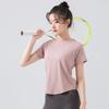 2024 Женская облегающая дышащая быстросохнущая футболка с короткими рукавами для йоги и бега