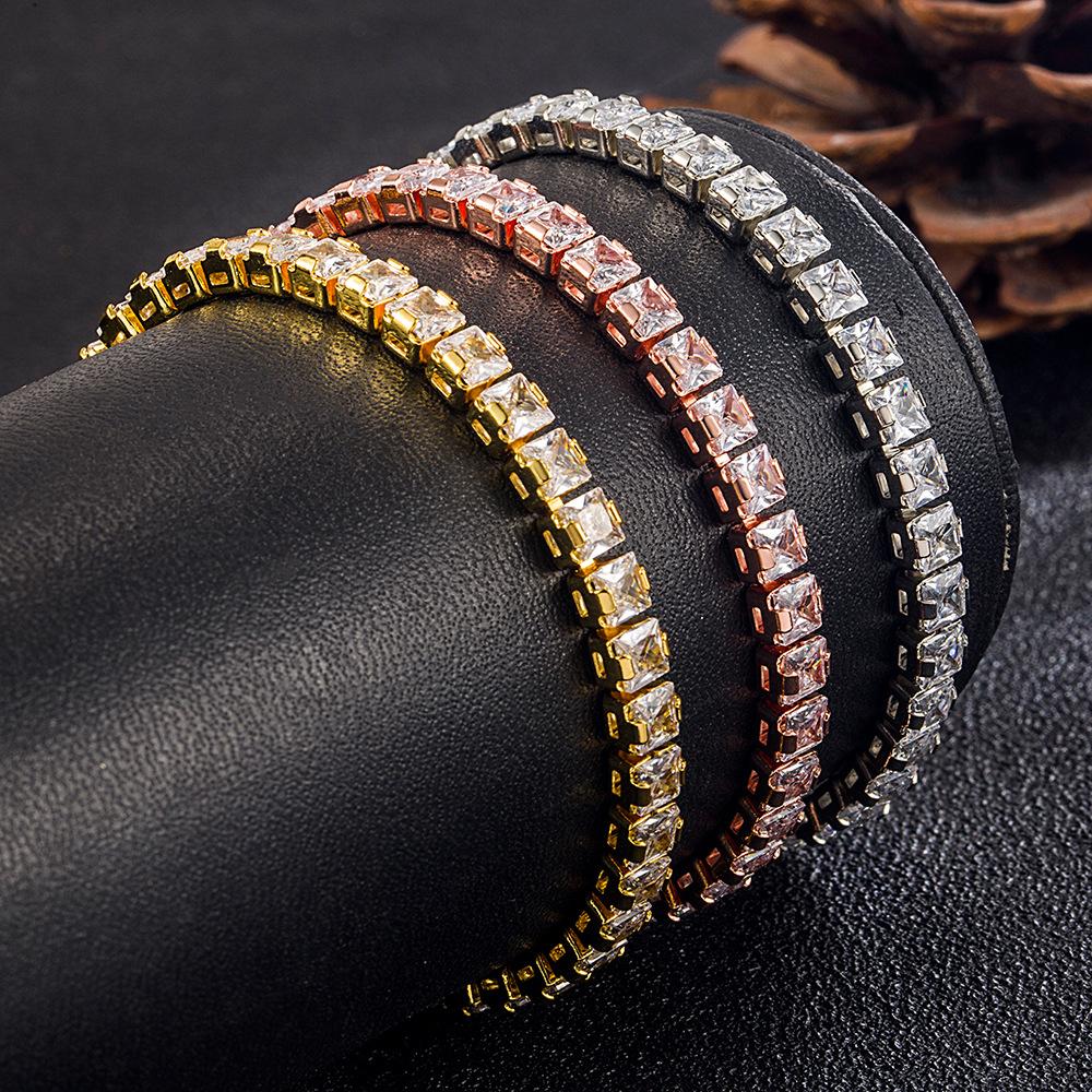 Geometric Full Diamond 3A Zircon Bracelet Female and Male Stars with The Same Jewelry.