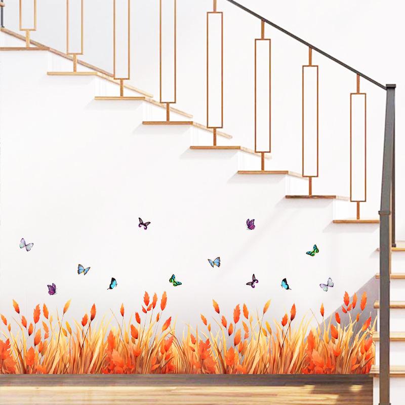 Настенные наклейки для гостиной спальни минималистичные плинтусы цветы розы растения креативная линия талии фоновые картины настенное искусство домашний декор