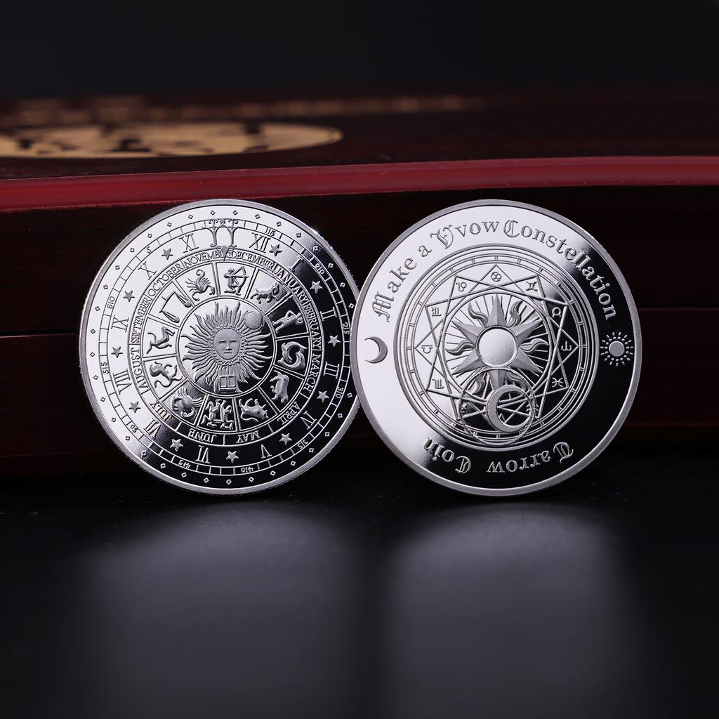 Золотое Таро, монета желаний, счастливая монета, позолоченная монета, солнце, лунный свет, созвездие, памятная монета, монета любви