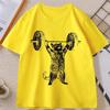 Funny Cat Gym T Shirt Unisex Unisex Cat Workout Tshirt Vintage Gym Tshirt Casual Round Neck Short Sleeve T Shirt Streetwear