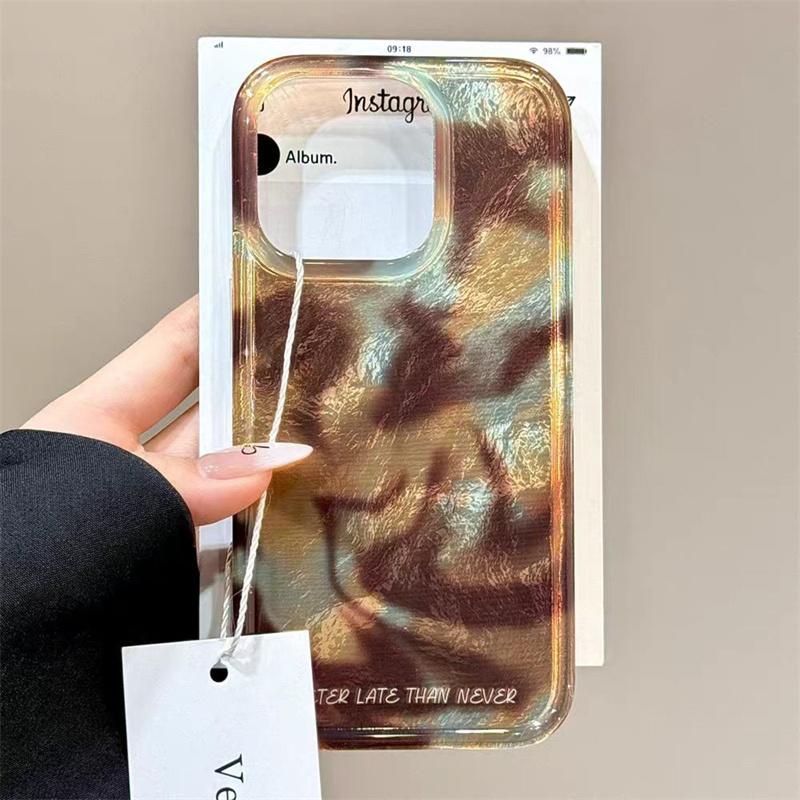 Fashion Brown Grey Gradient Phone Case for IPhone 16 15 14 13 12 11 Pro Max X XR XSMAX 8 7 Plus Vortex Pattern Hard Back Cover