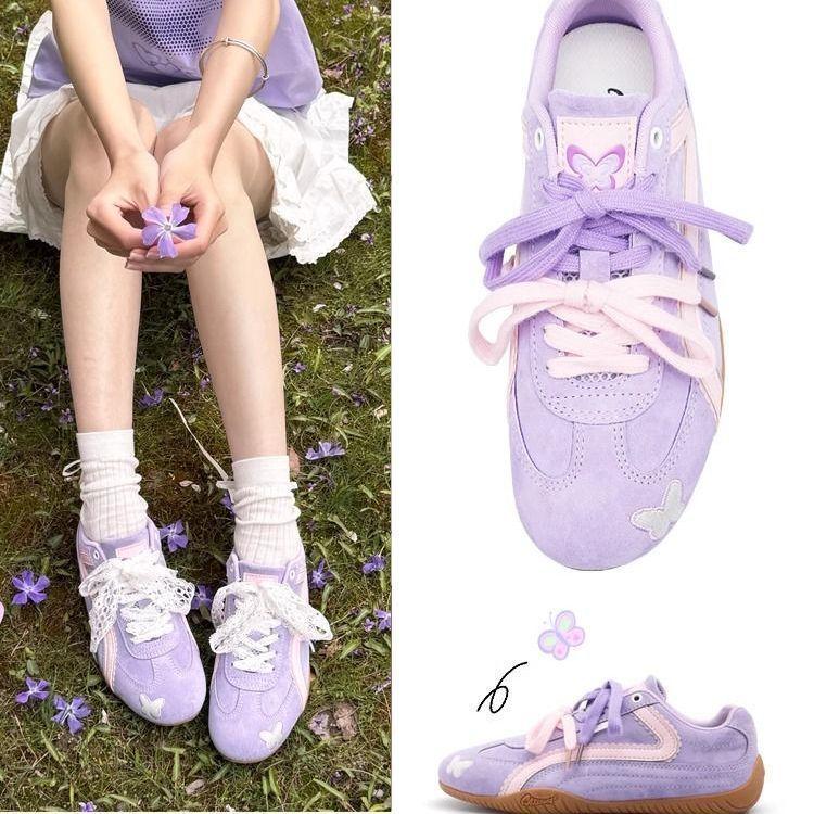 Осенний дьявольский фей фиолетовая бабочка гоночные кроссовки новые низкие тонкая подошва немецкие тренировочные board shoes женские взрослые