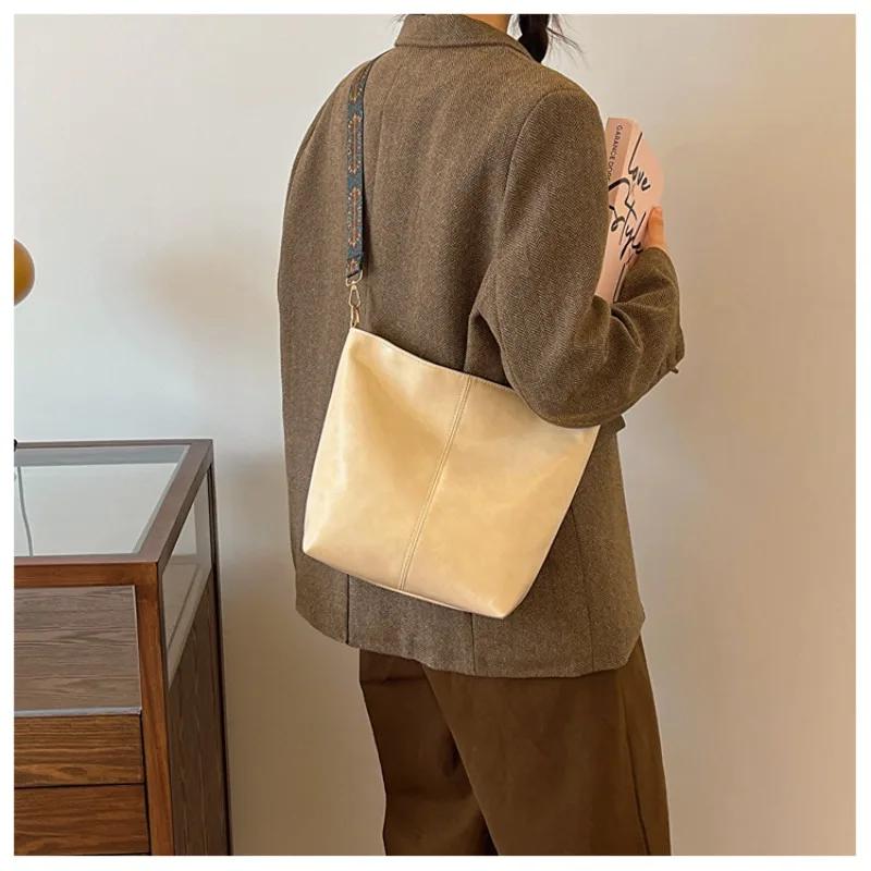 Мягкая кожаная сумка через плечо для женщин, большая вместительная сумка, широкая сумка на плечо, универсальная, женская, роскошная, новая мода