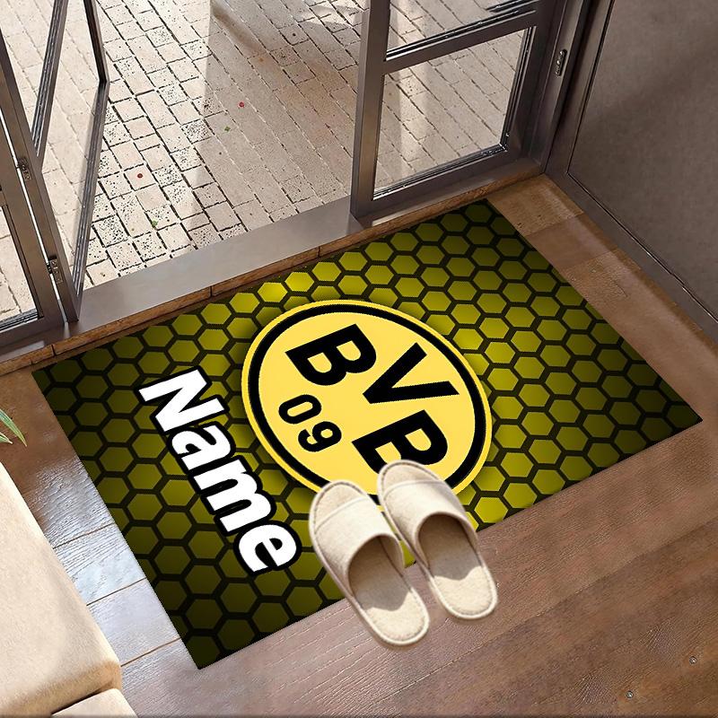 Custom Name Personalized Borussia Dortmund Print Carpet, Versatile Home Decor Rug, for Playroom, Apartment, Balcony, Entryway, Hallway Gift