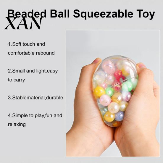 Non-toxic Sensory Toy Beads Pinch Ball, Highly Elastic Soft TPR Stress Squeeze Ball Relief Toy, Portable Decompression for Kids Adults Pressure