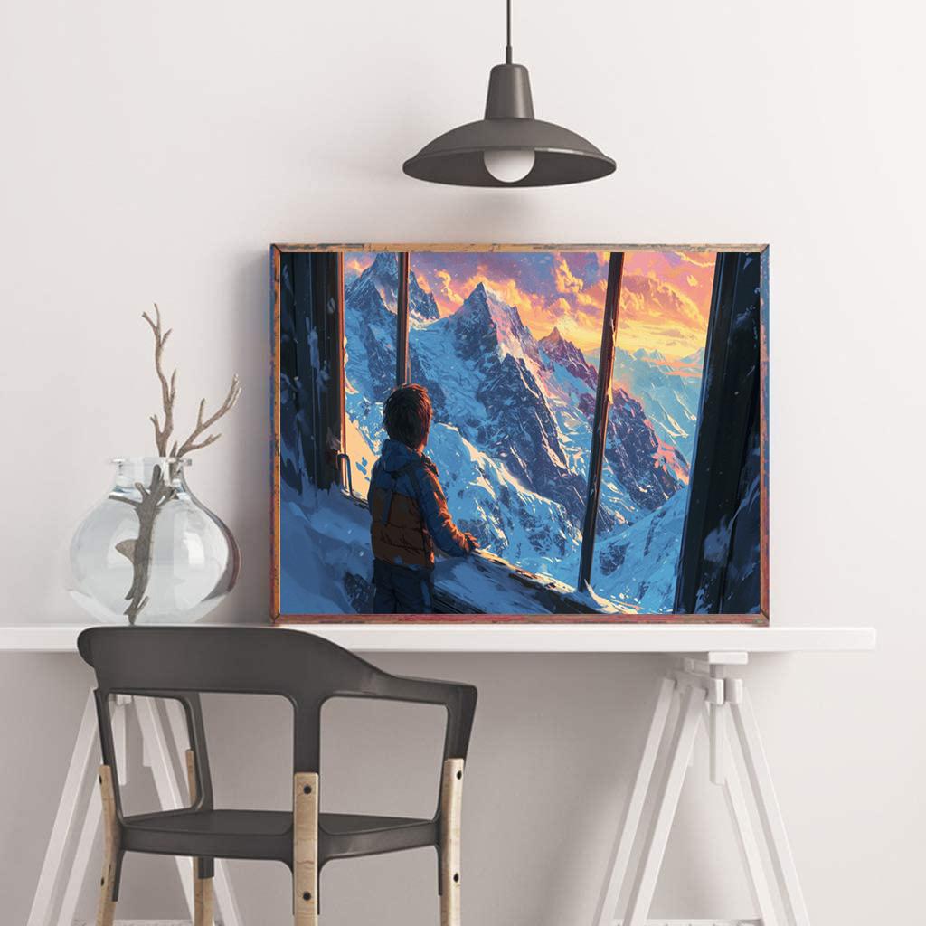 DIY Алмазная картина Снежная сцена за окном Набор для вышивки крестом Мозаика Искусство Алмазная картина Полный круг/Квадратный алмаз Украшение дома