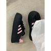 Small Black Shoes 2024 Height Increase Casual Shoes German Training Shoes Muffin Shoes Velvet Autumn and Winter Thick Baseplate Shoes Women's New Vers