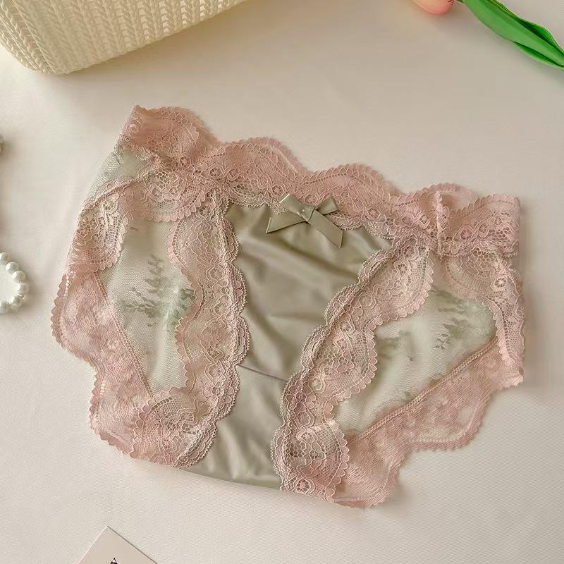 Women Sexy Lace Panties Seamless Bow Comfortale Briefs Low Waist Lingerie