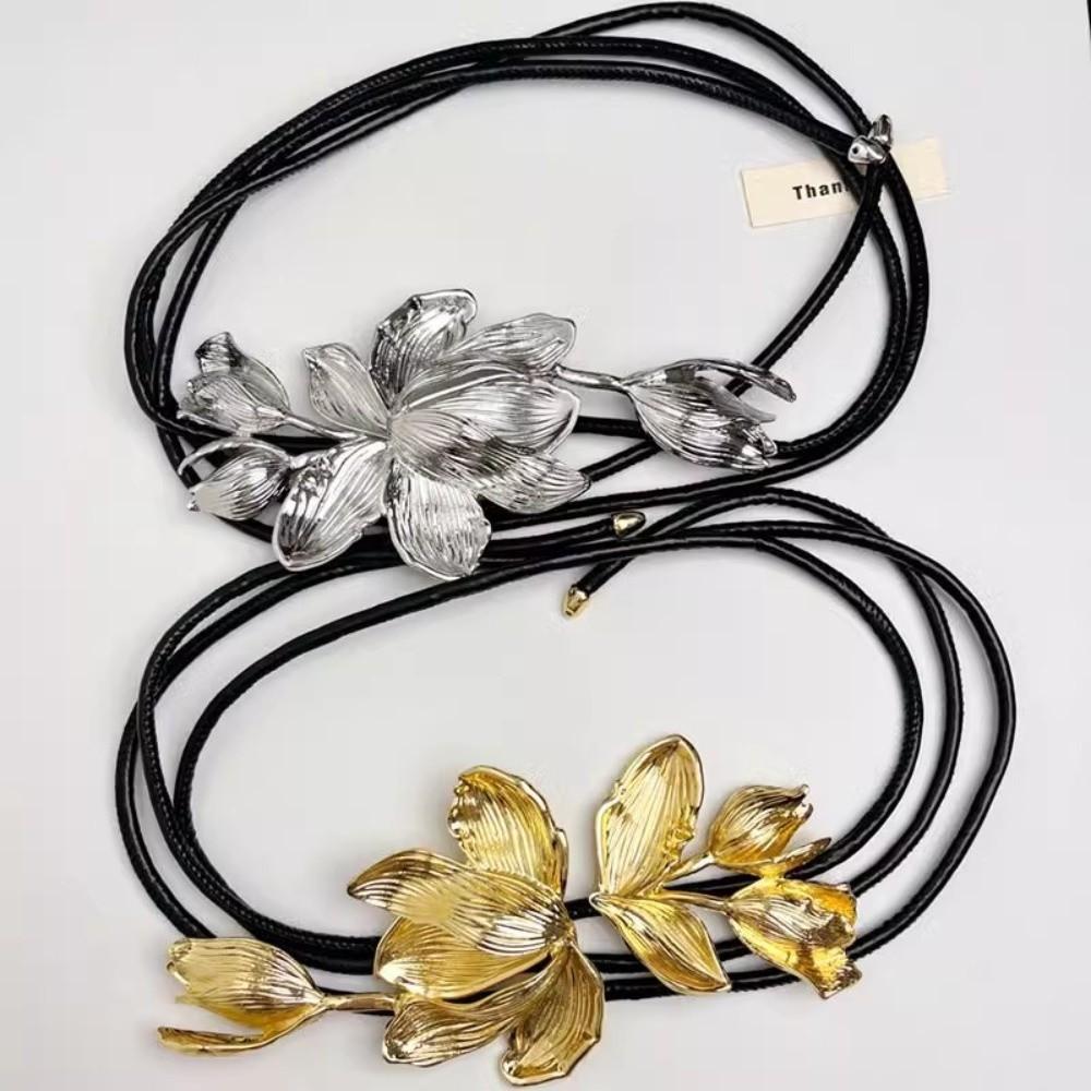 Vintage Metal Flower Waist Chain Zinc Zinc Alloy Exaggerated Belt Versatile Golden Tulip Belt Party