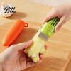 Kitchen Cleaning Brush 3-in-1 Garlic Peeler, Carrot Shape Vegetable Portable Ginger Fruit Peeler for Home Scrubber with Brush, Multi-Functional