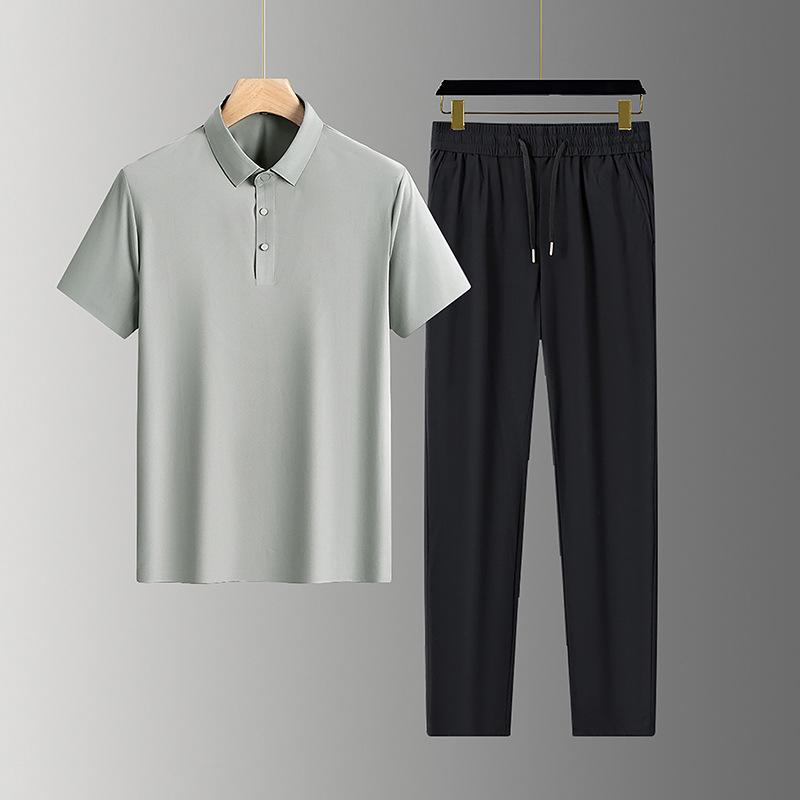 Summer Men's Short Sleeve Casual Lapel Collar Ice Breathable Versatile