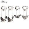 2PCS Stainless Steel Cat Butterfly Chain Skull Heart Ear Plugs Tunnels Expander Stretcher Gauges Earrings Piercing Body Jewelry