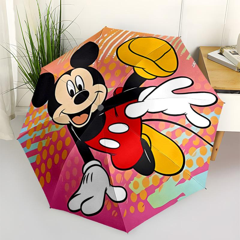 Mickey Mouse Icon Compact Travel Automatic Umbrella Compact 8-Rib Lightweight Compact Design All-Season Umbrella for Travel Fashion Lovers