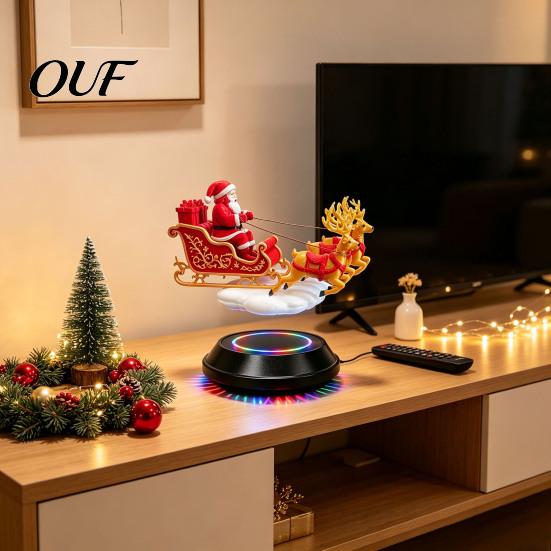 Creative Seasonal Room Decor Floating Santa Sleigh, Magnetic Levitation Santa's Flying Sleigh Ornament, Christmas Unique Gift for Family Display Home,