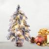 Мини-елочное украшение, искусственный снег, флокированная рождественская елка, светящаяся сосна с деревянной основой для украшения праздников в помещении и на открытом воздухе