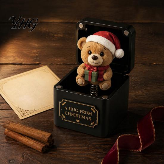 Holiday Party Supplies Christmas Magic Gift Box, Spring-Loaded Pop-Up 3D Santa Claus Figurines Snowman Angel Elk Trick Box for Xmas Parties,