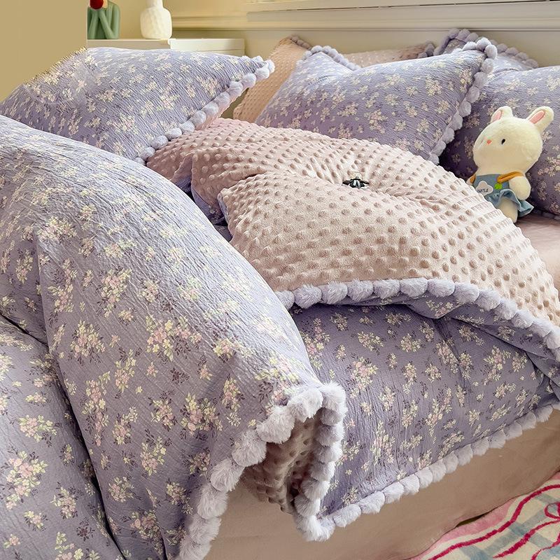 Утолщенный пододеяльник из бобового бархата, двухсторонний молочный бархат, для тепла осенью/зимой, идеально подходит для студенческих общежитий