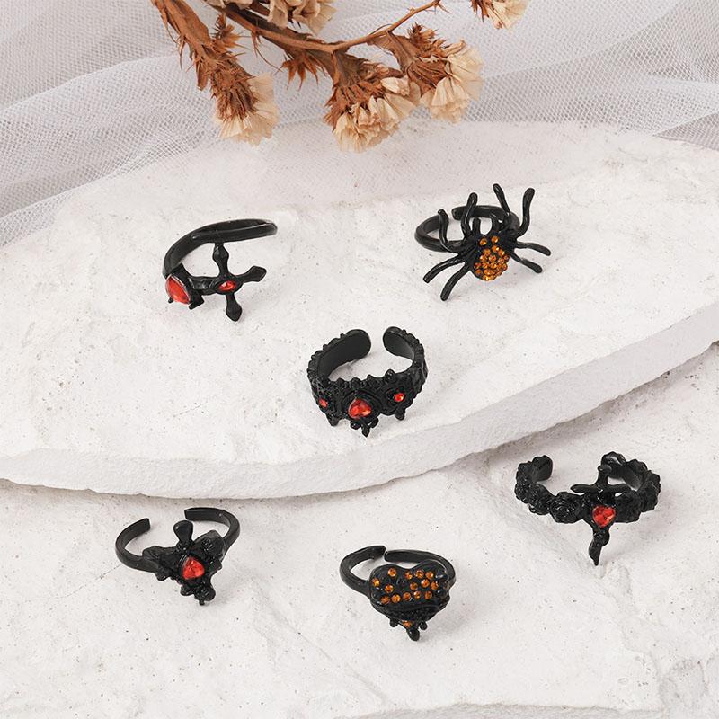 Готические модные кольца для женщин и девочек, открытое кольцо с черным сердцем и пауком в стиле хип-хоп, панк, нестандартные украшения для пальцев животных, подарок на Хэллоуин