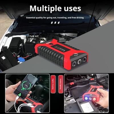 Многофункциональное автомобильное пусковое устройство для аккумулятора со светодиодным фонариком, простое в использовании портативное зарядное устройство на 12 В, пусковое устройство для аккумулятора