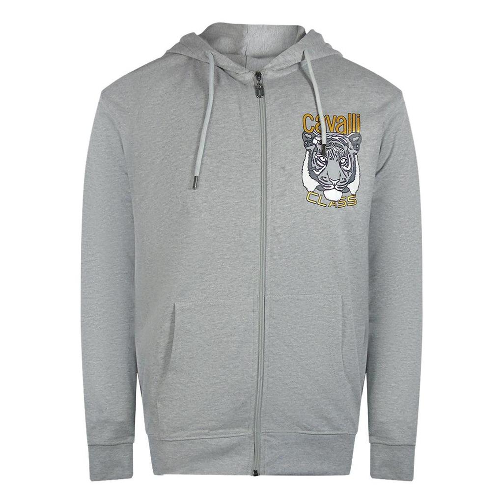 Cavalli Class Mens Bold Tiger Logo Full Zip Hoodie