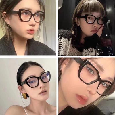 Новые женские плоские зеркальные очки оправа кошачий глаз модные персонализированные компьютерные очки оправа анти-синий свет очки