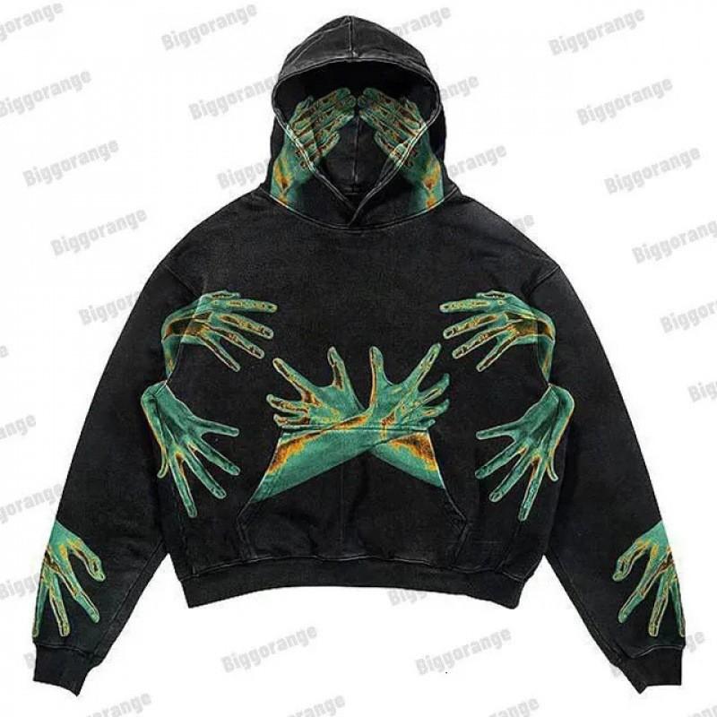 American Punk Skull 3D Print Cropped Hoodie Loose Fit Men Women Streetwear