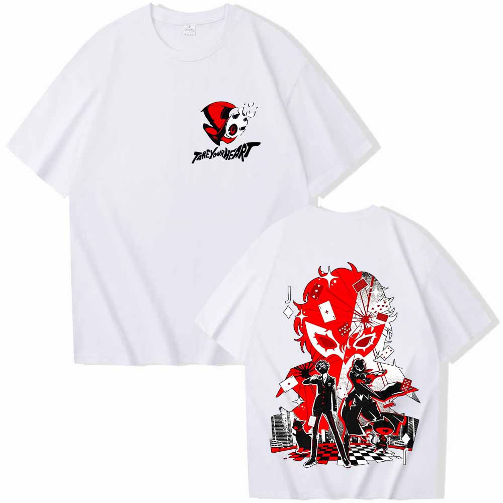 Persona Goro Akechi Graphic Tshirt Vintage YK Anime Merch Harajuku Oversized Unisexs and Womens Cotton Short Sleeve Tee Top