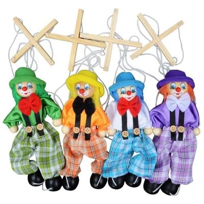 Кукольный клоун на веревке, деревянная марионетка, совместная кукла, винтажная детская игрушка