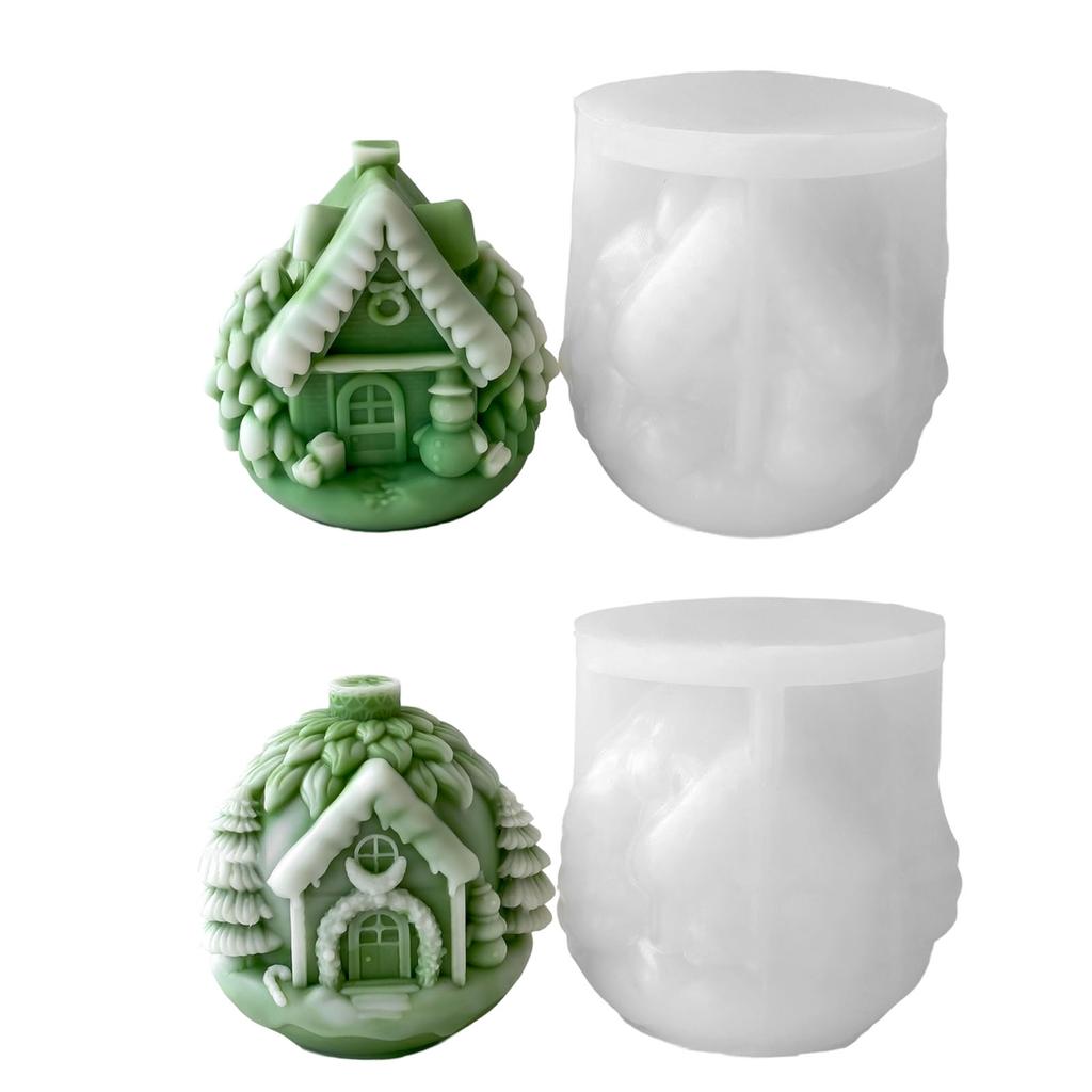 Christmas House Candle Mould Silicone Molds Ornament Molds Castings Molds Handmade Plasters Molds Craft Supplies