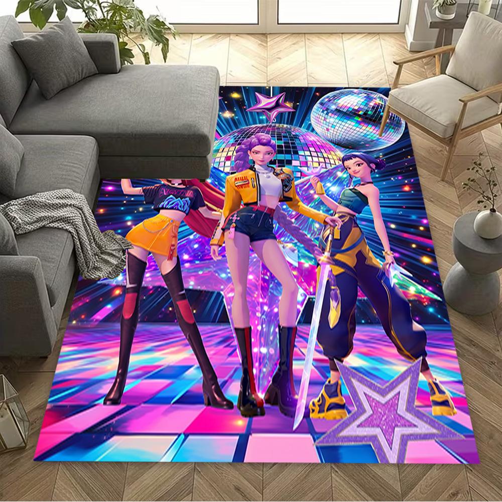 Huntrix: Kpop Demon Hunters Floor Rug Office Rug Design for Foyer Decorate room Bedrooms Balcony Antislip Carpet Anime Office Decor