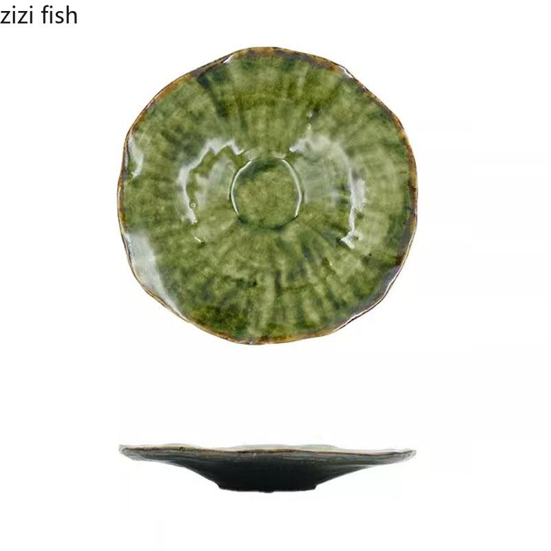 Ретро-неправильная керамическая обеденная тарелка в виде листа лотоса, десертная тарелка, тарелка для фруктового салата, тарелки для пасты, специальная посуда для молекулярной еды