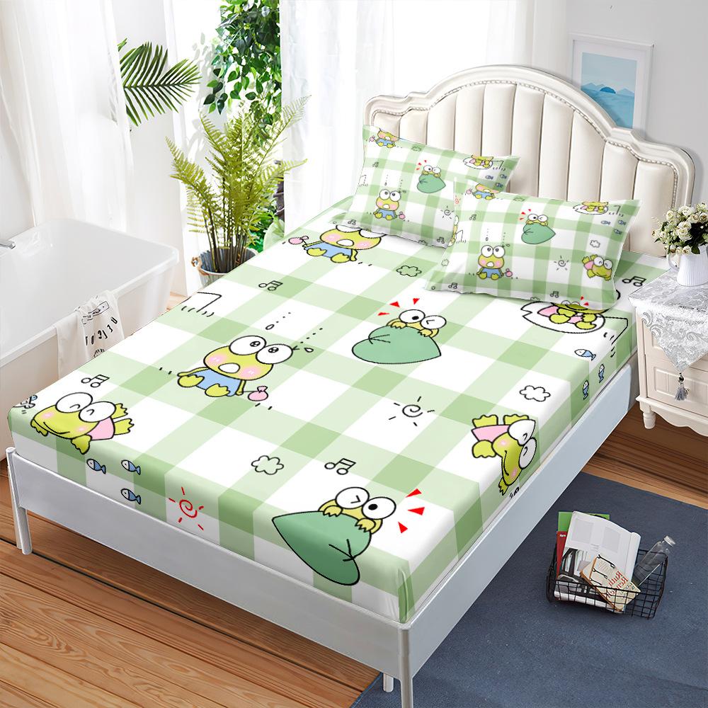 Three-Piece Mattress, Mattress Cover, Cartoon Frog Dust Mattress Protective Cover