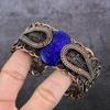 Natural Lapis Lazuli Gemstone Copper Wire Wrap Cuff Bangle Adjustable C3t90