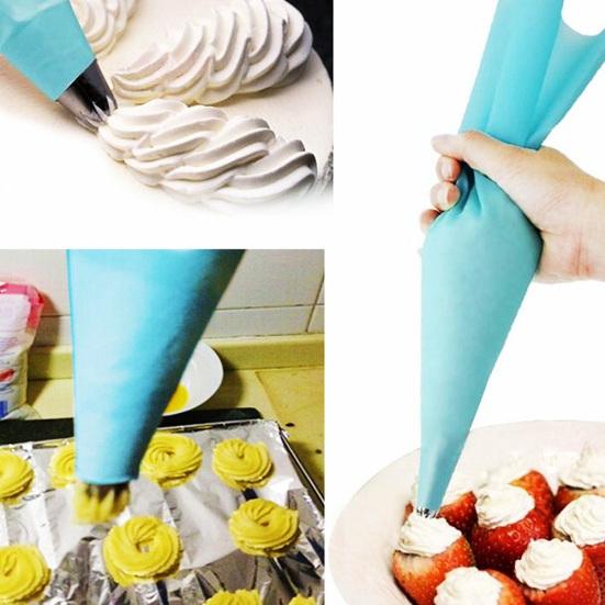 4Pcs Reusable Silicone Icing Piping Cream Pastry Bag Nozzle DIY Cake Baking Tool