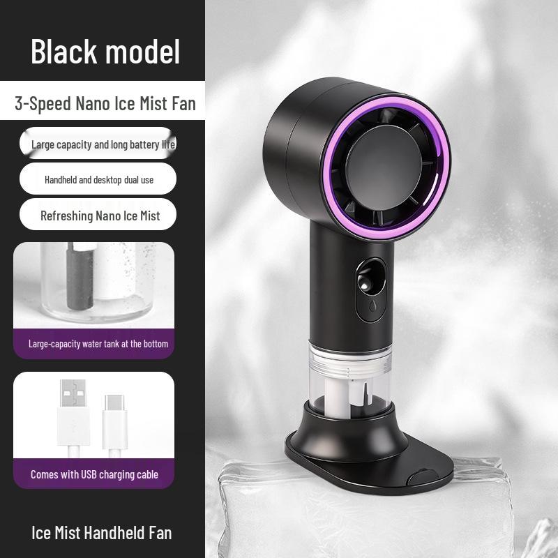 Portable Rechargeable Mini Fan: High-Speed, Long-Lasting Desktop & Handheld Humidifying Spray for Summer Cooling