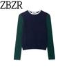 Za New Fall Women's Clothing 2025 Fashion Wind Contrast Color Round Neck Long Sleeve Knitted Coat 5536195 050