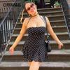 Женское платье в горошек с бретелькой через шею, сексуальное, темпераментное, Spice Girl, праздничное, утягивающее, контрастное по цвету платье