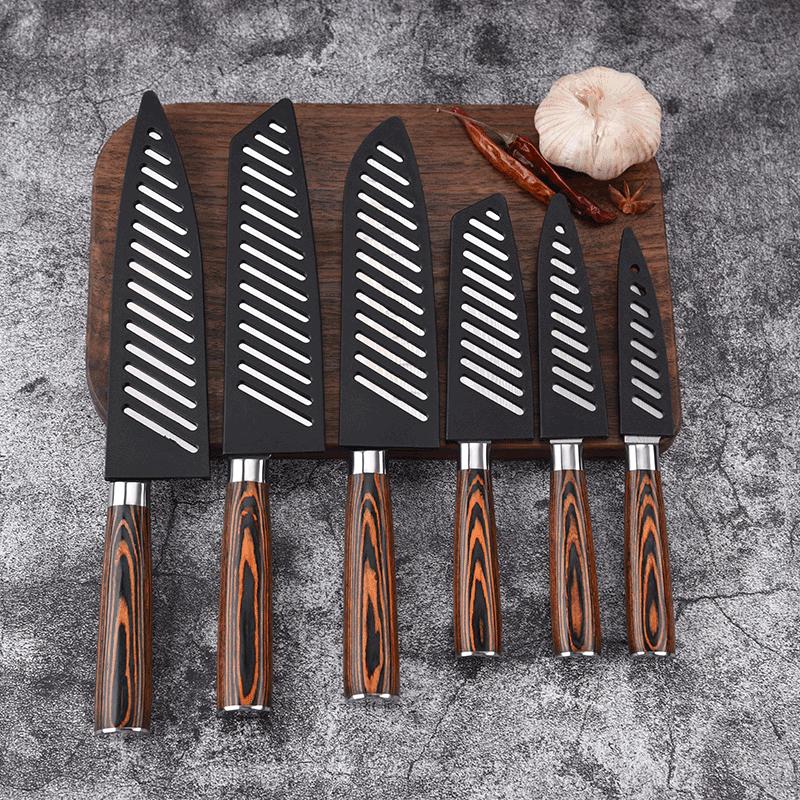 6 Pcs Damascus Laser Pattern Stainless Steel Kitchen Knife Set Kitchen Stuff Chopping Knife Fruit Cutter