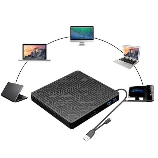 Yousheng Внешний DVD-привод USB 3.0 2 МБ CD-ROM-плеер Совместимый с картами SD/TF DVD-плеер для ПК Windows Ноутбука Настольного компьютера