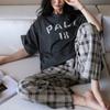 Two-Piece Women Winter Pajamas Set Big Size Plaid Long Trousers Ladies Round Neck Sleepwear Fashion Casual Home Wear Nightwear