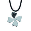 [K3697] - Стальное колье «Клевер» черного серебра - 18x18 мм