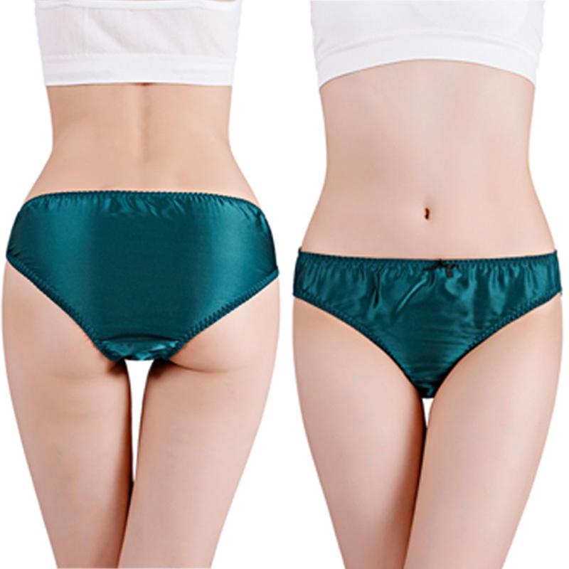 Women's Mulberry Silk Underwear Small Bow Solid Color Silk Triangle Underwear Soft And High-Quality Women'S Underwear Minimalist Style