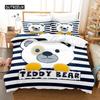 Duvet Cover 3D Printed Cute Teddy Bear Bedding Set and Pillowcase Cartoon Quilt Cover Home Teen Boy Girl Gift Bedroom Decor