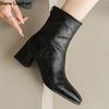 Autumn Pu Leather Women Ankle Boots Back Zipper Close Modern Boots Thick High Heels Shoes Woman Boats Botines Mujer 32-43