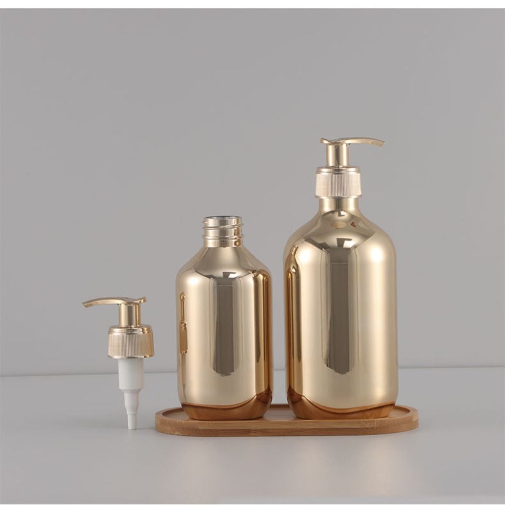 Rust-proof Gold Chrome Plastic Bathroom Shampoo Bottle Body Wash Dispensers Hand Soap Dispensers