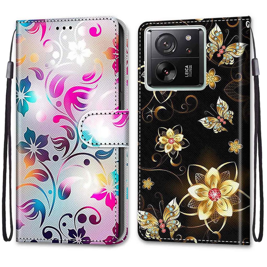 Модный расписной узорный чехол-книжка с ремешком для iPhone Samsung Huawei Honor Xiaomi Redmi OPPO Realme Moto Asus